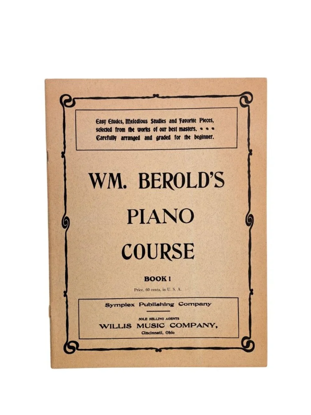 Vintage Wm. Berold's Piano Course Book 1 Beginner Etudes & Studies Easy 1914